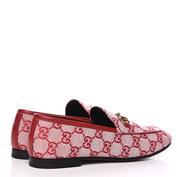 GUCCI JORDAAN CANVAS GG MONOGRAM HORSEBIT LOAFERS IN RED SIZE 37 - Picture 4 of 15